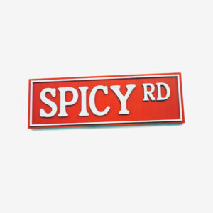 Spicy Rd Bookshelf Sign